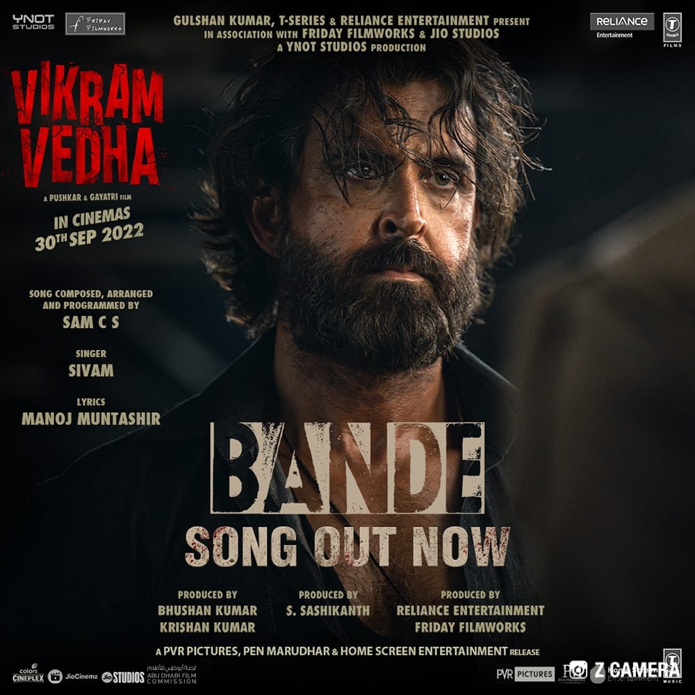 Vikram Vedha's action packed theme song 'Bande' featuring Hrithik Roshan & Saif Ali Khan, out now!