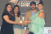 PRO Naghma Khan was honored with the Mid Day Showbiz Award at the hands of Vivek Oberoi and Daisy Shah, in Dubai.